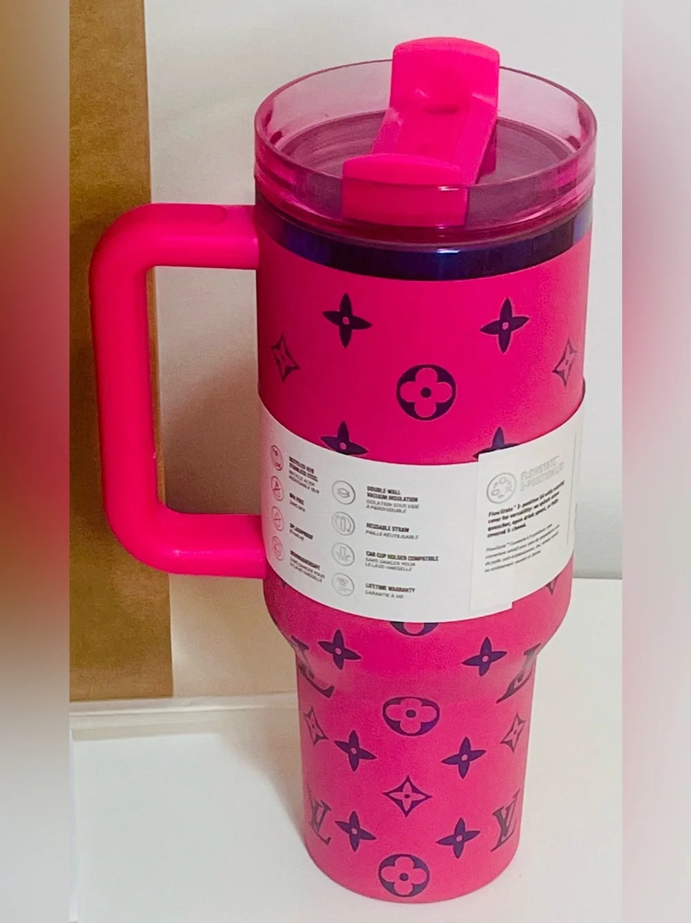 Stanley Hot Pink Patterned Quencher Tumbler 40oz with Handle